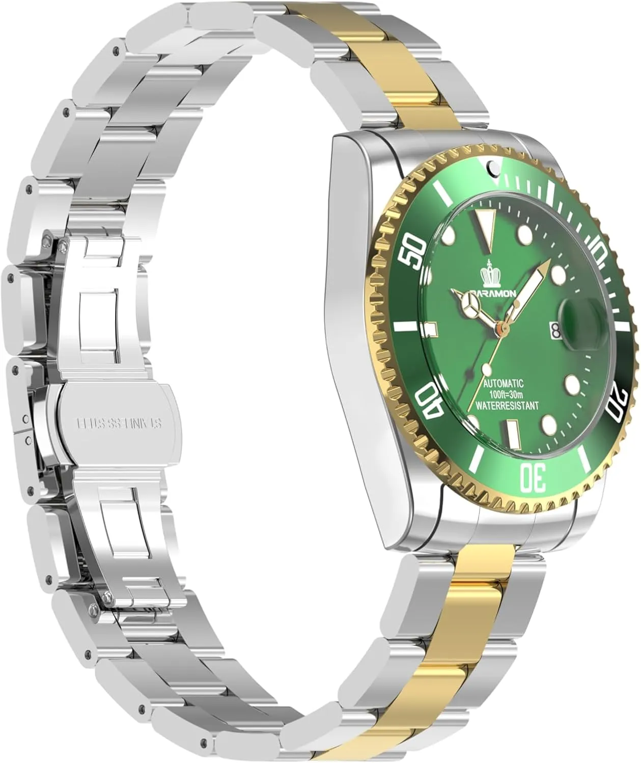 Watch for Men BARAMON Men's Automatic Watches, Diver Collection black permanence vent Sapphire Glass Skeleton Mechanical Stainless Steel Waterproof 41MM Rotating Bezel Wrist 