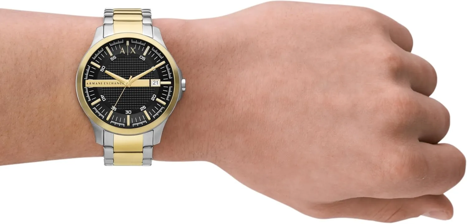 Watch for Men with Stainless Steel or Leather Band A|X Armani Exchange Men's Watch with Three-Hand Analog Display spheroidal soup and Date Window, 