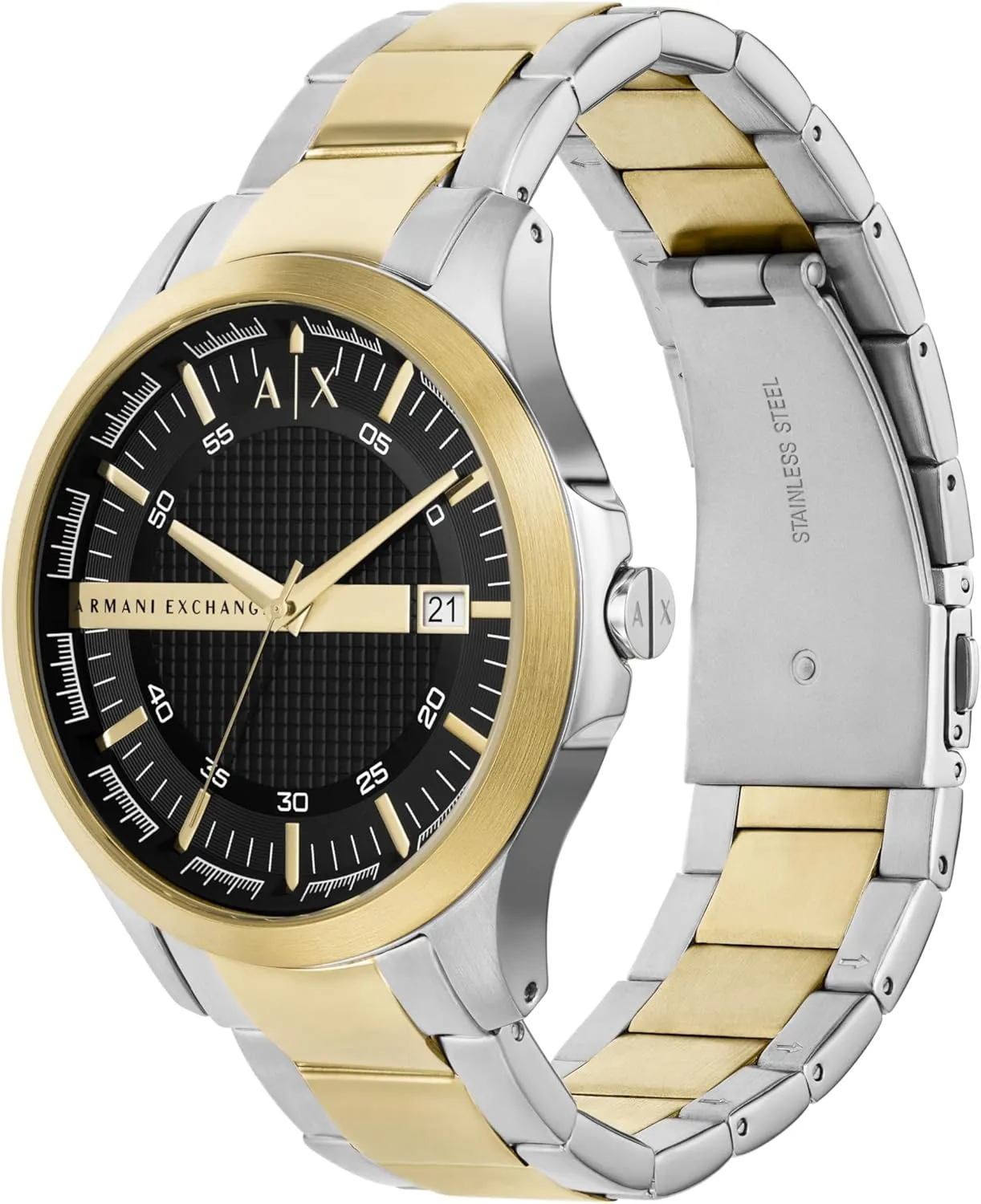Watch for Men with Stainless Steel or Leather Band A|X Armani Exchange Men's Watch with Three-Hand Analog Display spheroidal soup and Date Window, 