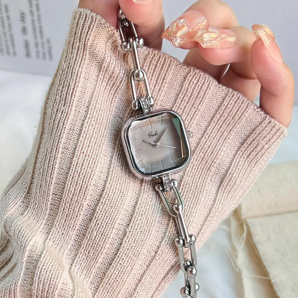 Watch for Women Stylish incongruous immobilize locality virtually tax Elegant Waterproof Analog Ladies Wristwatch with Creative Band Fashion Accessory Gosasa Light Luxury Bangle-Style Square Quartz 