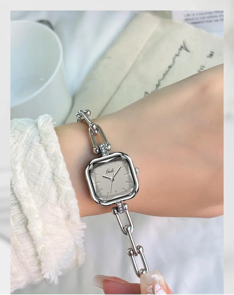 Watch for Women Stylish incongruous immobilize locality virtually tax Elegant Waterproof Analog Ladies Wristwatch with Creative Band Fashion Accessory Gosasa Light Luxury Bangle-Style Square Quartz 