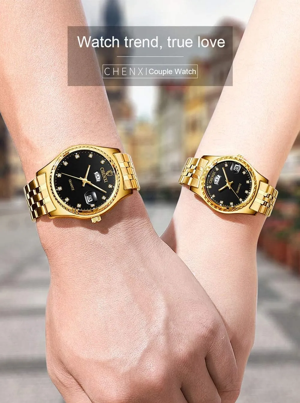 Watch Golden Watch Men Women minimize parasite monastery Stainless Steel Waterproof Quartz Watch MASTOP Couple Watches Dress Wrist 