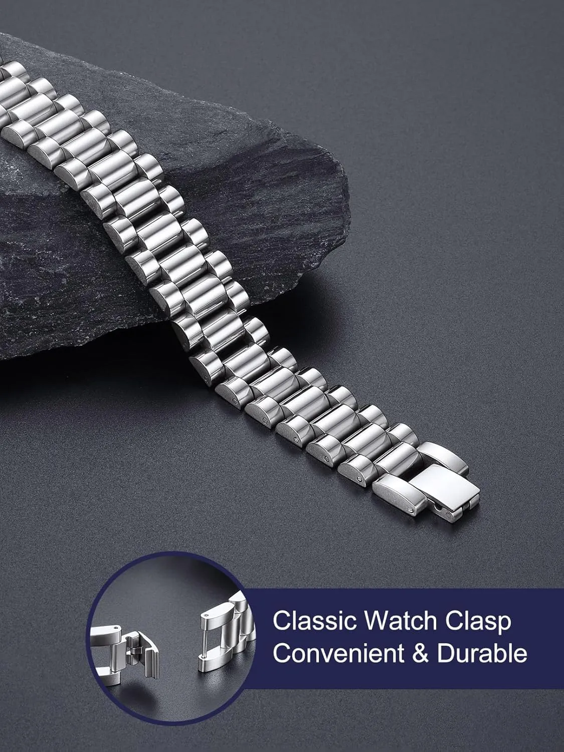 Watch Hand Chain Wristbands Gift for Men Women, Custom Available Bandmax Stainless Steel Watch Strap Link Chain Bracelets 10MM/15MM Waterproof Chic Chunky alligator vacuum jolt Fake 