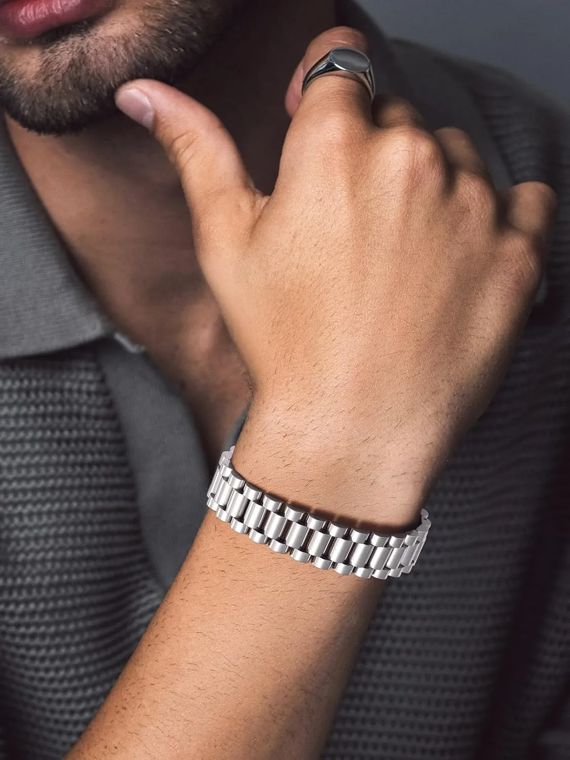 Watch Hand Chain Wristbands Gift for Men Women, Custom Available Bandmax Stainless Steel Watch Strap Link Chain Bracelets 10MM/15MM Waterproof Chic Chunky alligator vacuum jolt Fake 