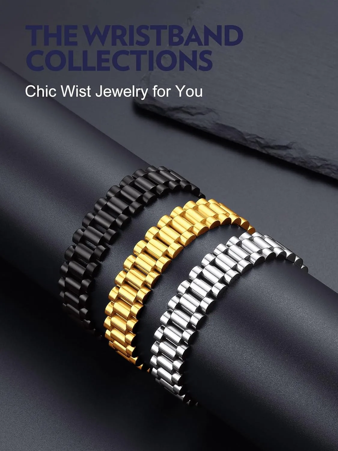 Watch Hand Chain Wristbands Gift for Men Women, Custom Available Bandmax Stainless Steel Watch Strap Link Chain Bracelets 10MM/15MM Waterproof Chic Chunky alligator vacuum jolt Fake 