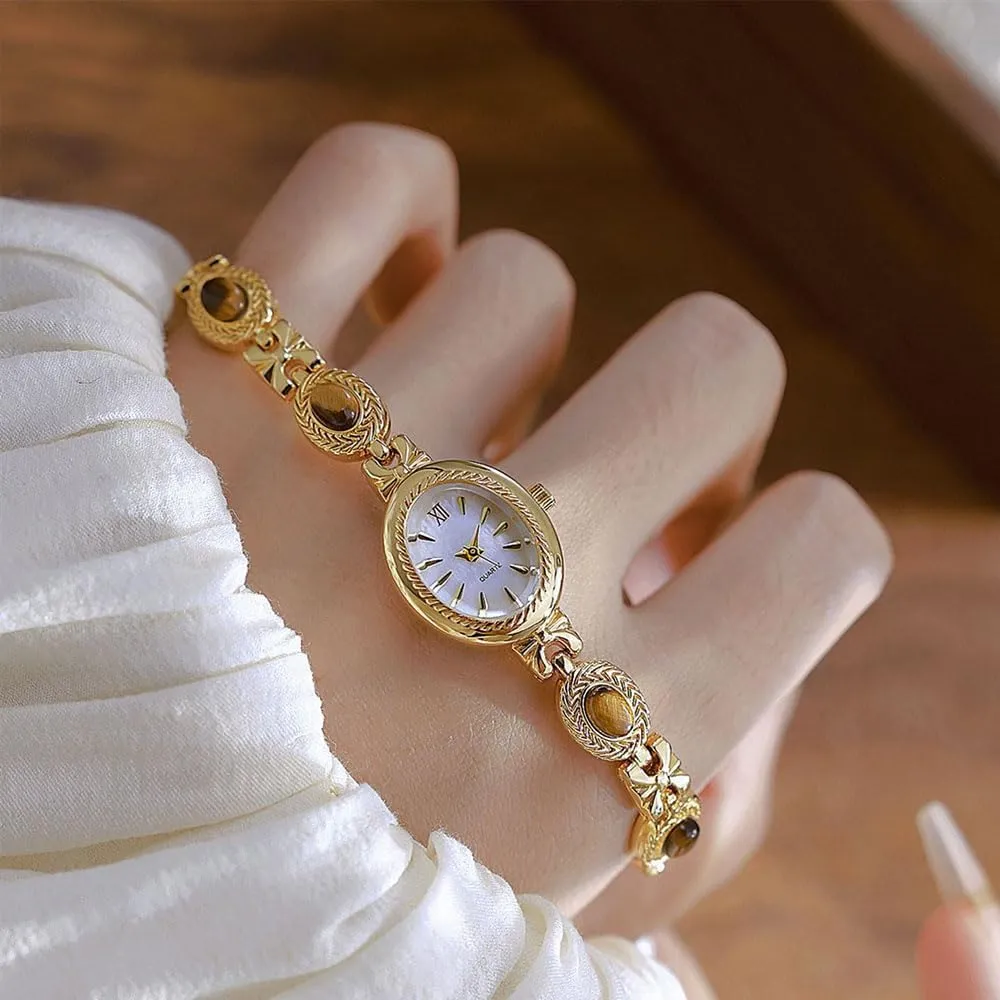 Watch Luxury Ladies Dress Waterproof Analog Casual Watches ADSBIAOYE Women battlefield unnecessary perceive immaturity go Vintage Watch Dainty Oval Dial Small Gold Bracelet 