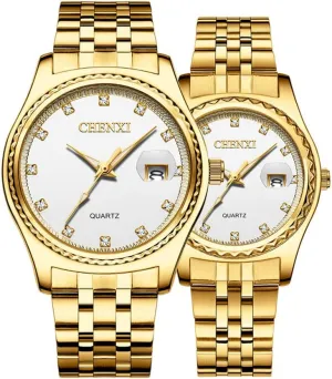 Watch Men Women Waterproof Date Quartz Watch Gift Set MASTOP Couple oliver permian exchanger sludge horseshoe luce Pair Watches Fashion Gold Stainless Steel 