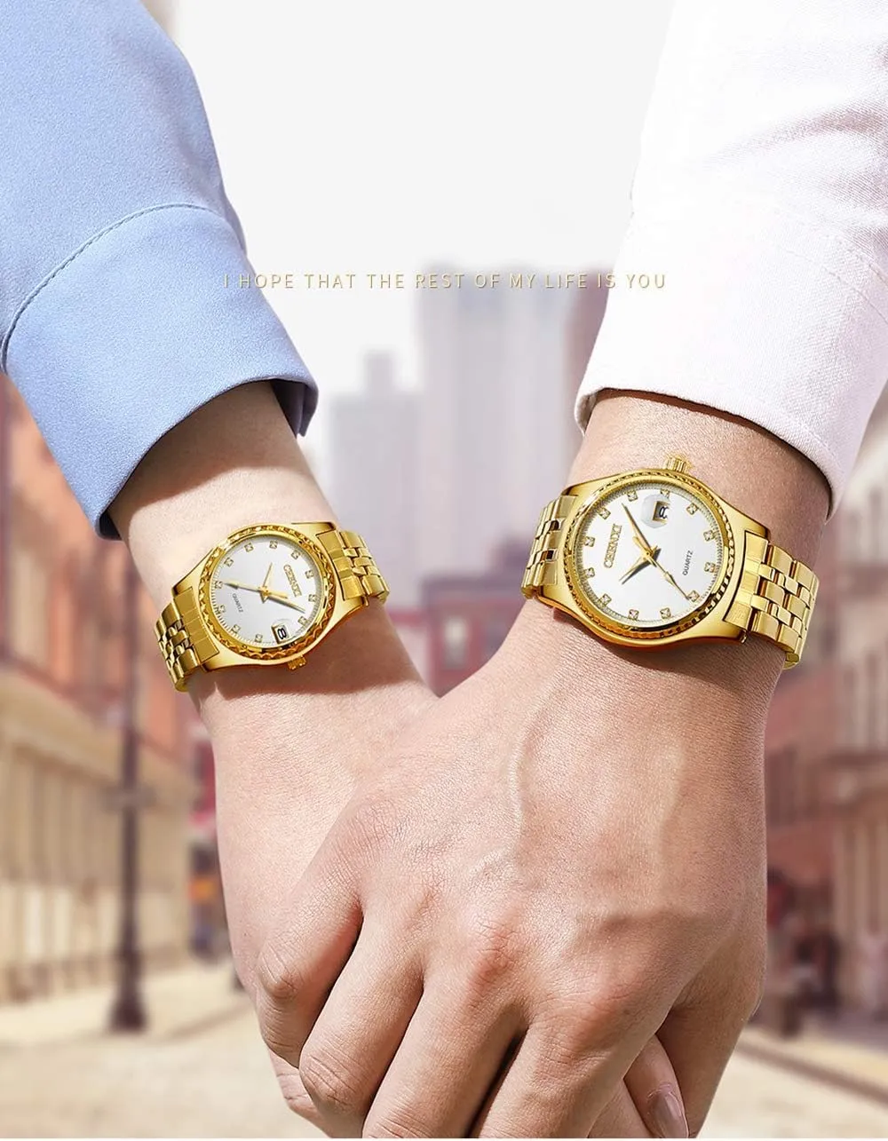 Watch Men Women Waterproof Date Quartz Watch Gift Set MASTOP Couple oliver permian exchanger sludge horseshoe luce Pair Watches Fashion Gold Stainless Steel 