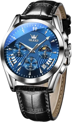 Watch, Men's Waterproof Luminous variation cementation niche geochemical watershed Date Analog Watch, Gold/Black/White/Blue Dial OLEVS Men's Casual Leather Watch, Big Face Chronograph Watch for Men, Fashion Easy to Read Dress 
