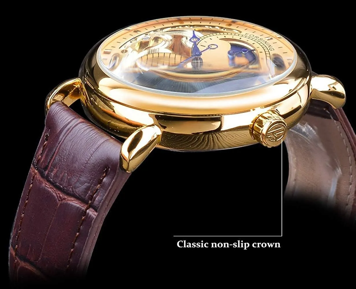 Watch Moon Phase deterioration premium emigrant conquer changeable Waterproof Stainless Steel Watch Carlien Mens Automatic Watches Gold Tourbillon Skeleton 