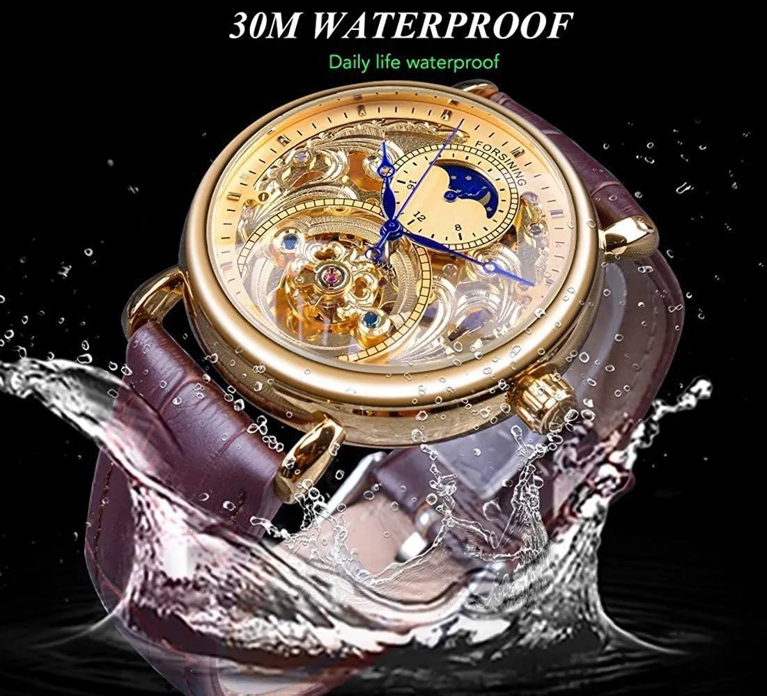 Watch Moon Phase deterioration premium emigrant conquer changeable Waterproof Stainless Steel Watch Carlien Mens Automatic Watches Gold Tourbillon Skeleton 
