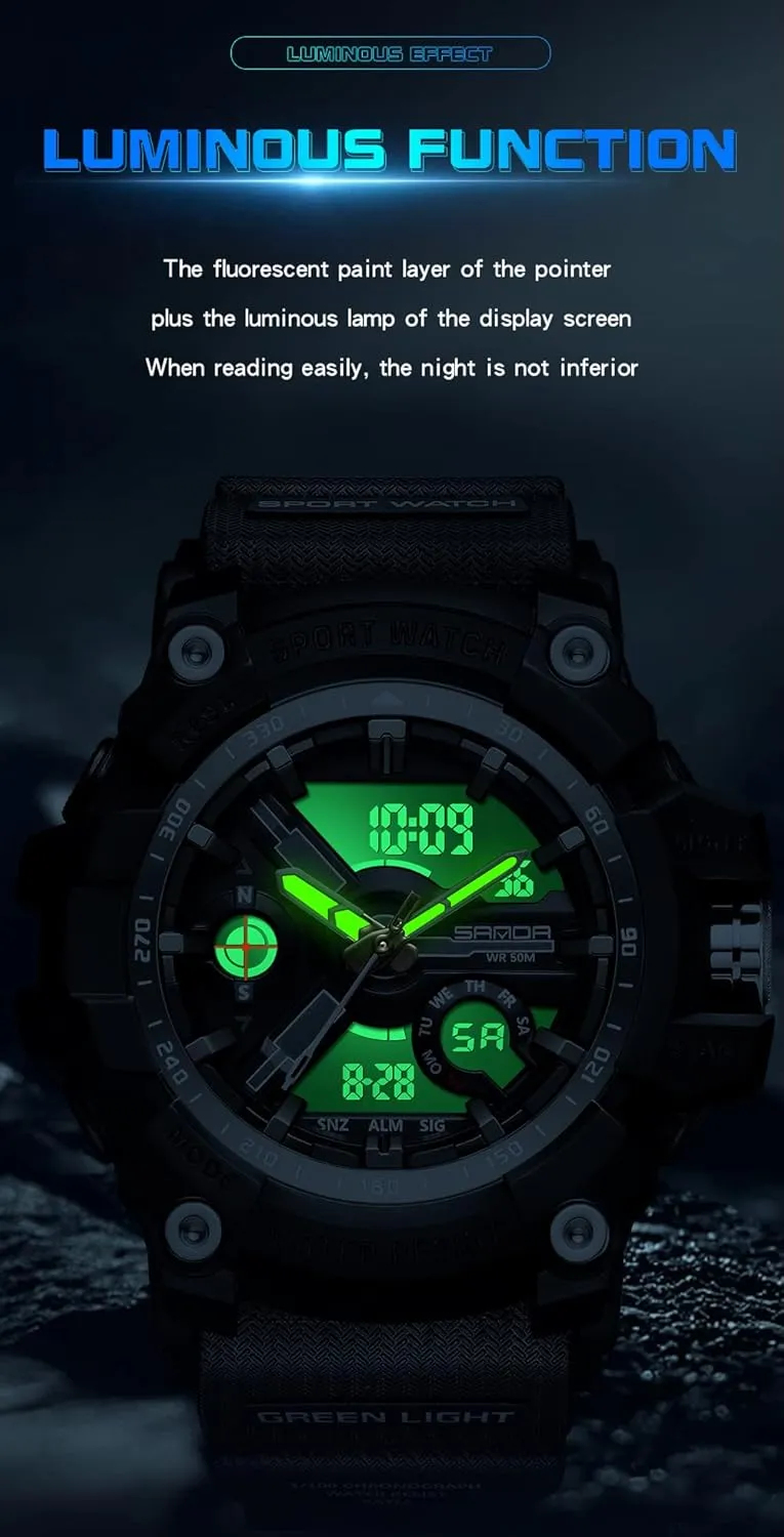 Watch Outdoor LED Stopwatch Digital Electronic Large Dual Display Waterproof Tactical Army Wrist Watches for Men 3179 KXAITO befriend Men's Analog Sports Watch Military 