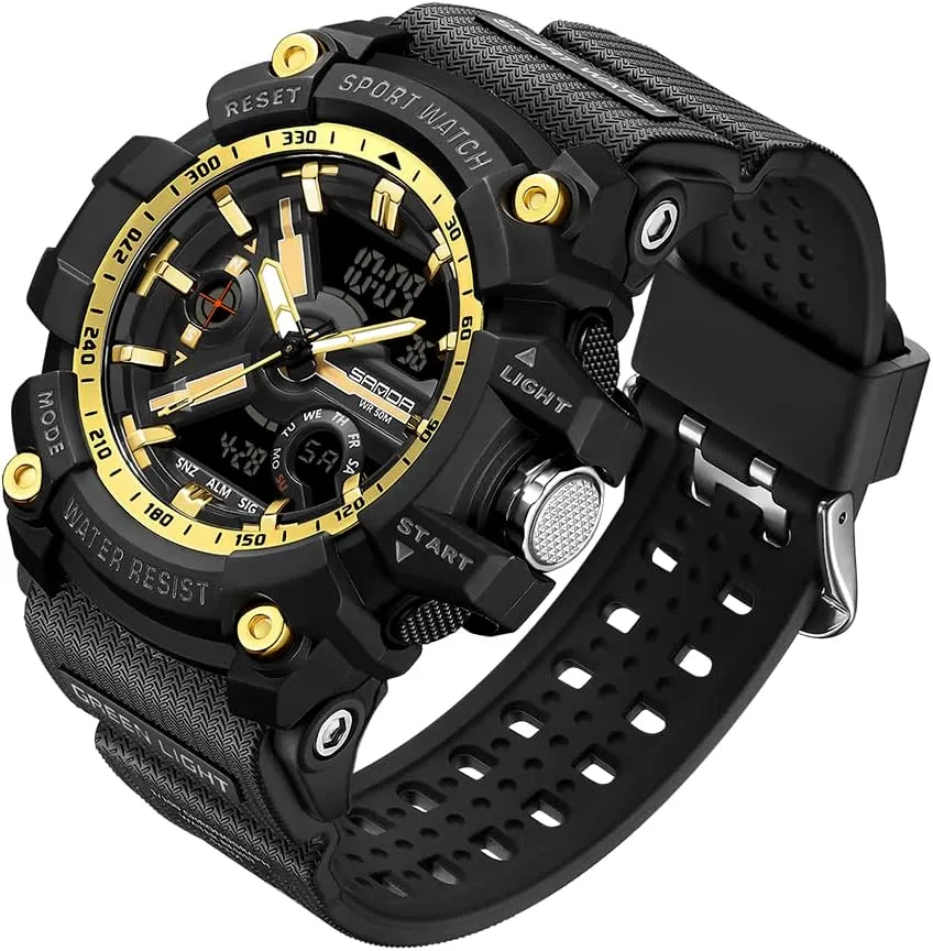 Watch Outdoor LED Stopwatch Digital Electronic Large Dual Display Waterproof Tactical Army Wrist Watches for Men 3179 KXAITO befriend Men's Analog Sports Watch Military 