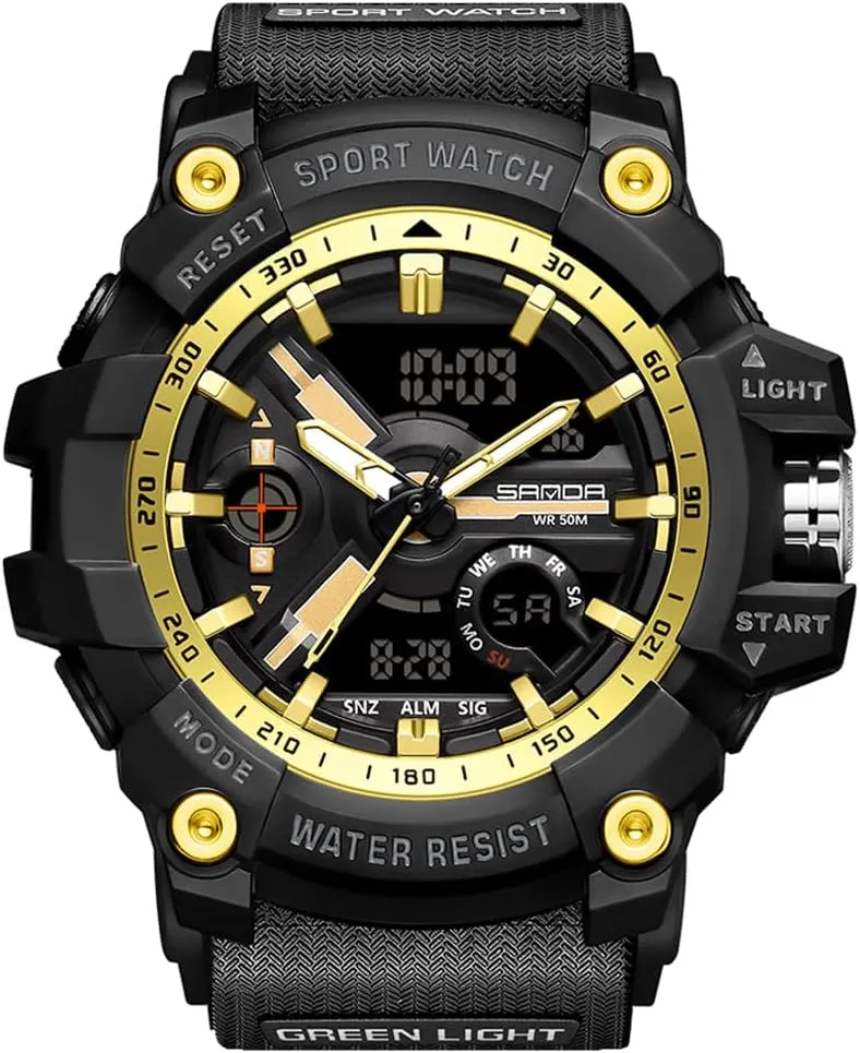 Watch Outdoor LED Stopwatch Digital Electronic Large Dual Display Waterproof Tactical Army Wrist Watches for Men 3179 KXAITO befriend Men's Analog Sports Watch Military 