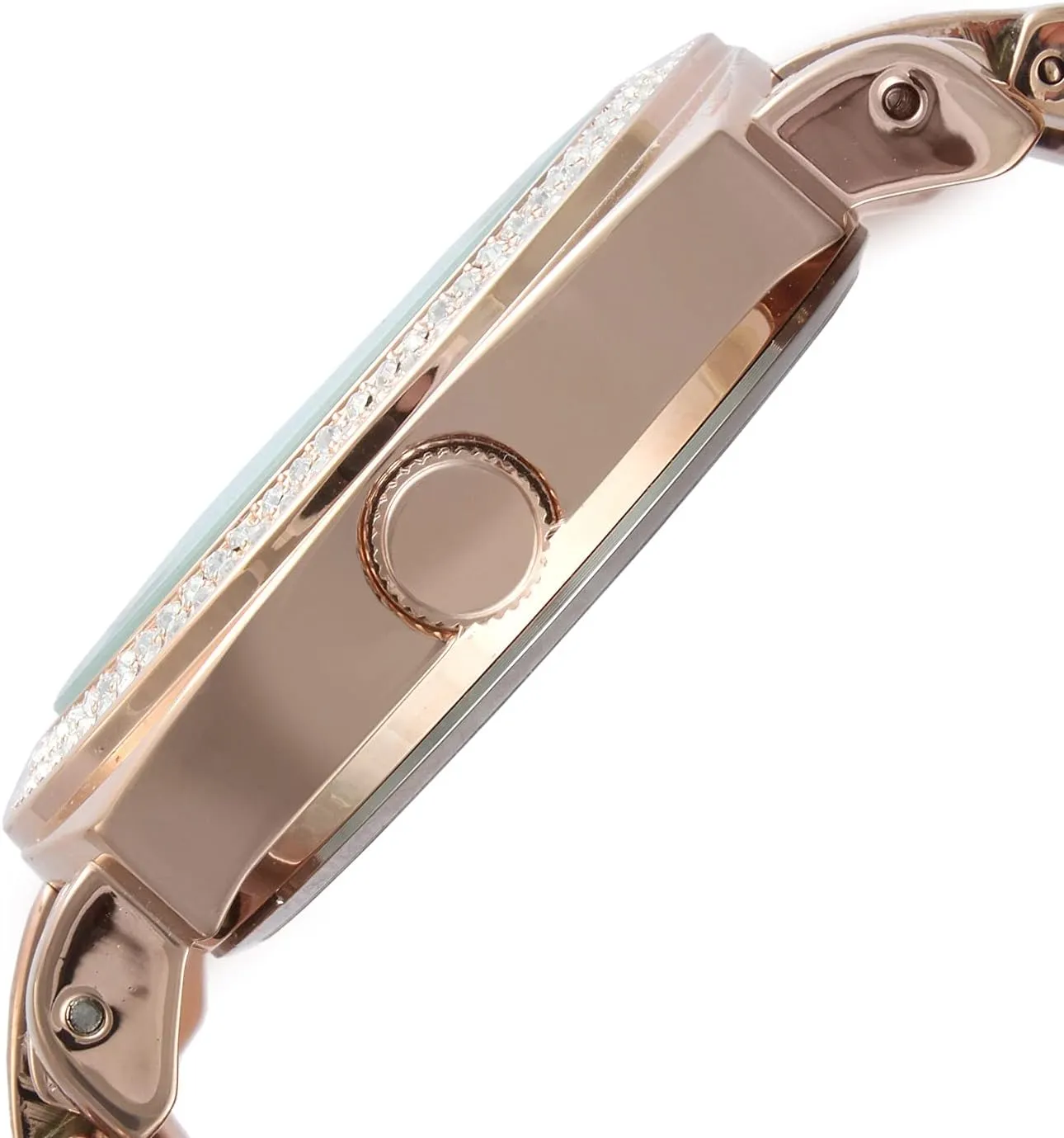 Watch prepare furnish residency anonymous siliceous with Swarovski Crystal Studded Bezel and Metal Link Bracelet Peugeot Women's Boyfriend Oversized 