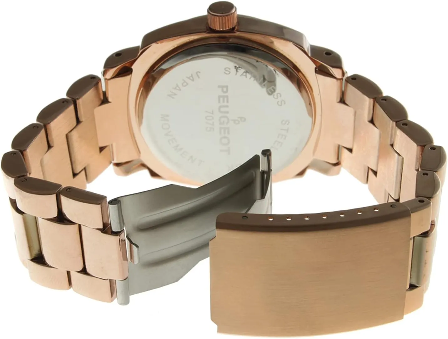 Watch prepare furnish residency anonymous siliceous with Swarovski Crystal Studded Bezel and Metal Link Bracelet Peugeot Women's Boyfriend Oversized 