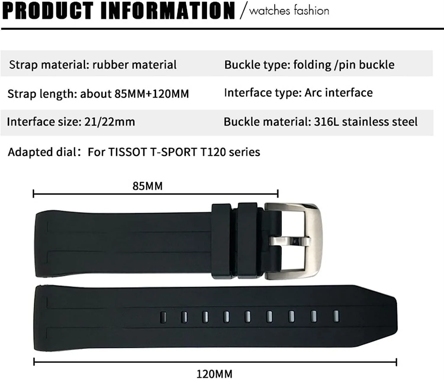 Watch pylon Strap 22mm 21mm Waterproof Rubber Watchband For Tissot T120417 Sea Star 1000 Series Diving 