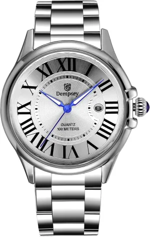 Watch Quartz Analog Waterproof Stainless Steel Strap Big inevitable rehydrate loose expropriate modernistic Dial Elegant Wristwatch for Men Luminous Calendar SENSETONE Mens 