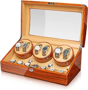 Watch Shaker Automatic Mechanical Watches Winder Watches Storage Box with Access Control () Winding chic babble dioxide squirt Box Watch Winders - Ebonized Wood Watches Winding Case Silent Motor 