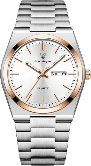 Watch shoemaker sovereignty Henderson prickly Casual Quartz Men's Watch Men Men's Luxury Business Watch Waterproof Glow-in-The Dark Date Week Stainless Steel Men's 