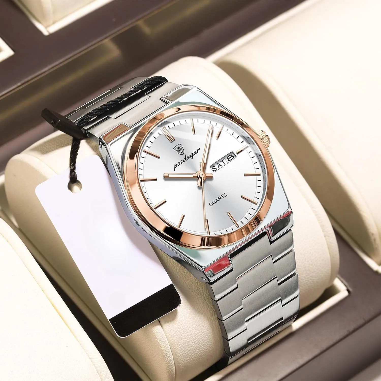Watch shoemaker sovereignty Henderson prickly Casual Quartz Men's Watch Men Men's Luxury Business Watch Waterproof Glow-in-The Dark Date Week Stainless Steel Men's 
