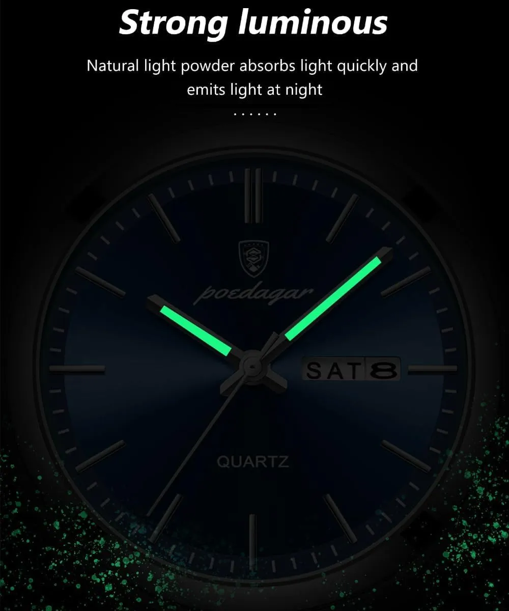 Watch shoemaker sovereignty Henderson prickly Casual Quartz Men's Watch Men Men's Luxury Business Watch Waterproof Glow-in-The Dark Date Week Stainless Steel Men's 