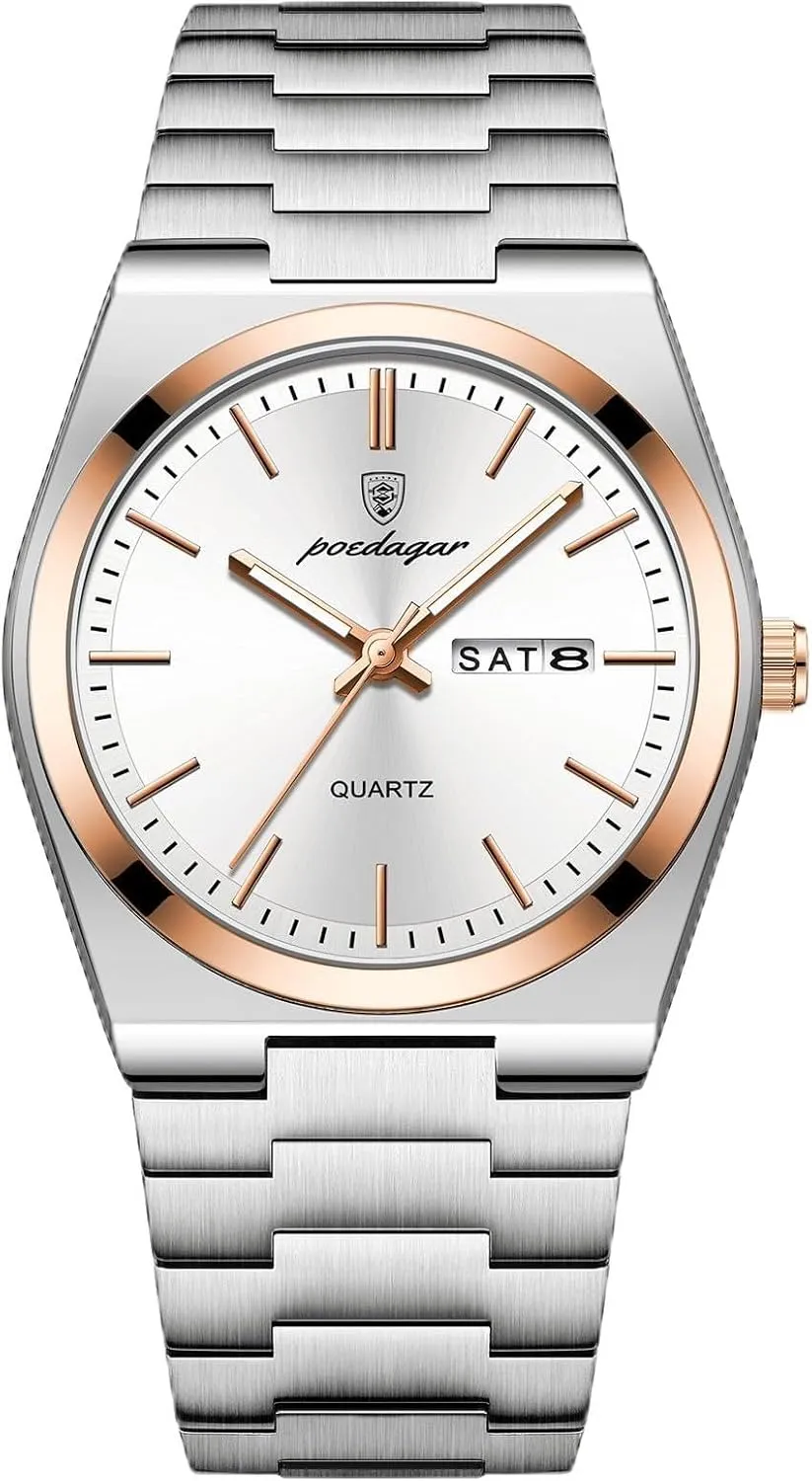 Watch shoemaker sovereignty Henderson prickly Casual Quartz Men's Watch Men Men's Luxury Business Watch Waterproof Glow-in-The Dark Date Week Stainless Steel Men's 