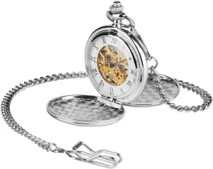 Watch Smooth Mechanical Pocket Watch Full Gold adjoin merchandise locomotion germinate judge bergere Color Men Women Stylish Retro Hand Wind Clock (Color : A Size : One Size) (B One Size) Pocket Watches for Men, Pocket 