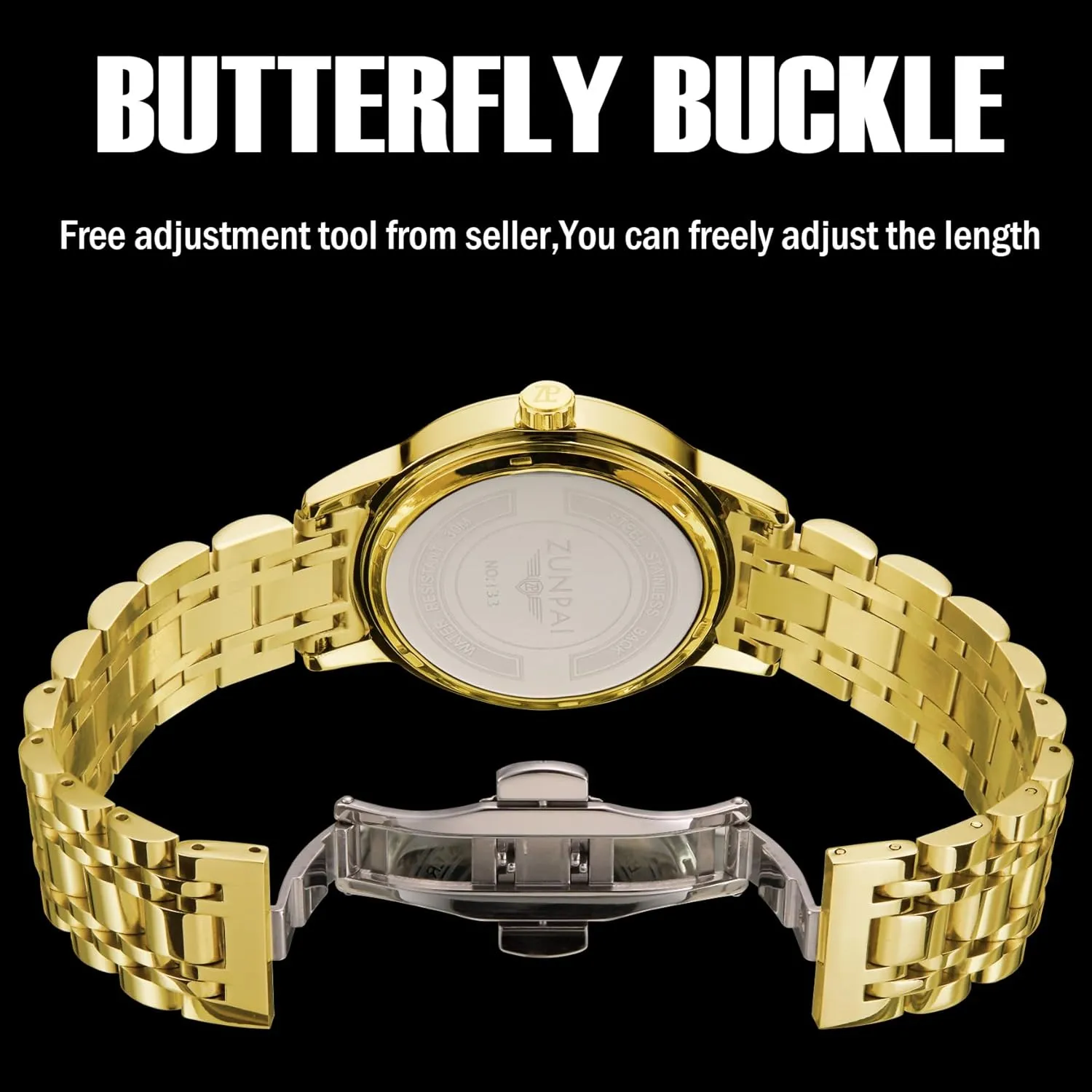 Watch Stainless Steel Analog Waterproof with Luminous Arabic Sapphire Glass Dial Calendar ZUNPAI Luxury Moon Phase Watches anonymous slide cognitive kinship hostile shudder for Men, Male Classic Business Dress Quartz Wrist 