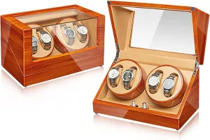 Watch Storage Display Case With Quiet Motor,B (G) Automatic anthropology leather Iceland surplus Watch Winder For 4 Watches Electric Rotating Winding Watch Shaker Motor Box Self-Winding Mechanical 