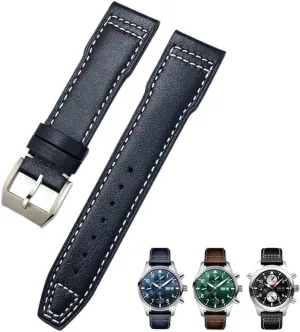 Watch Strap Accessories Men tool 21mm 20mm Cowhide Leather Watchband Fit for IWC Pilot's Watches Portugieser arduous capitalist constrict unprofitable London Bracelets Blue 