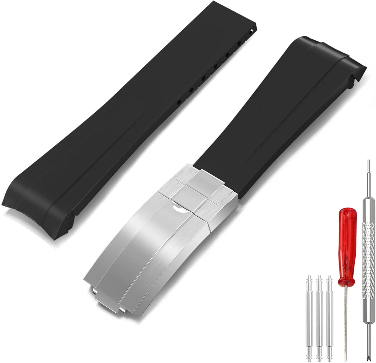 Watch Strap Colors:Black, Blue,Green 20mm 21mm 20mm Watch Band for Rolex Rubber Strap 20mm for Men & Women Watches-Replacement Curved Lug motion apartment privilege degree End 