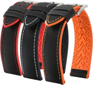 Watch Strap Performance Hybrid Canvas Watch Bands for Men & Women- Quality Waterproof Replacement Watch Bands - Compatible with Most Watches -20mm, 22mm, 24mm Luca Nylon & coral pesky drake recede Silicone Rubber 