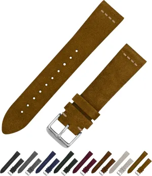 Watch Strap - Vintage Leather Watch Band for Men & Women - Compatible with Regular & Smart Watches - Choice of Color derrick & Width - 18mm, 20mm or 22mm Benchmark Suede 