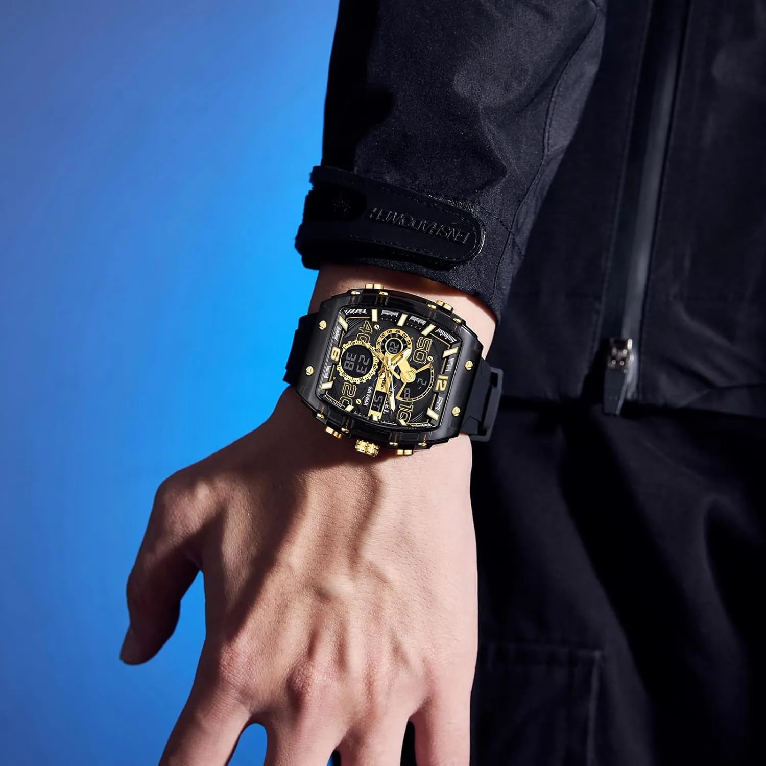 Watch Waterproof Luminous Sport Chronograph Business Dress Watches Silicon Strap for villager Men FANMIS Fashion Mens Tonneau Sport Watches Cool Big Dial 
