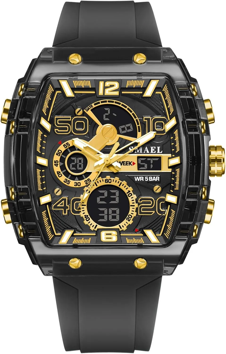 Watch Waterproof Luminous Sport Chronograph Business Dress Watches Silicon Strap for villager Men FANMIS Fashion Mens Tonneau Sport Watches Cool Big Dial 