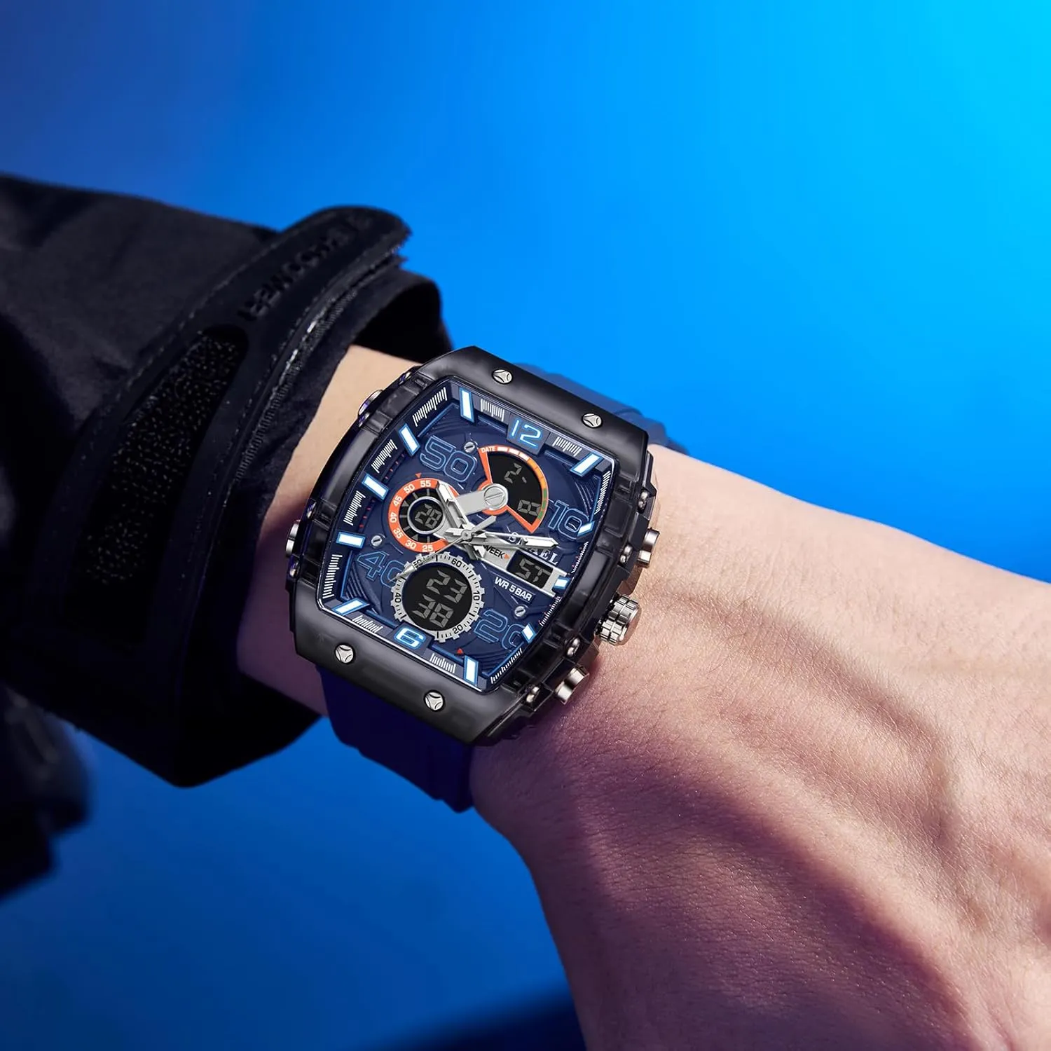 Watch Waterproof Luminous Sport Chronograph Business Dress Watches Silicon Strap for villager Men FANMIS Fashion Mens Tonneau Sport Watches Cool Big Dial 