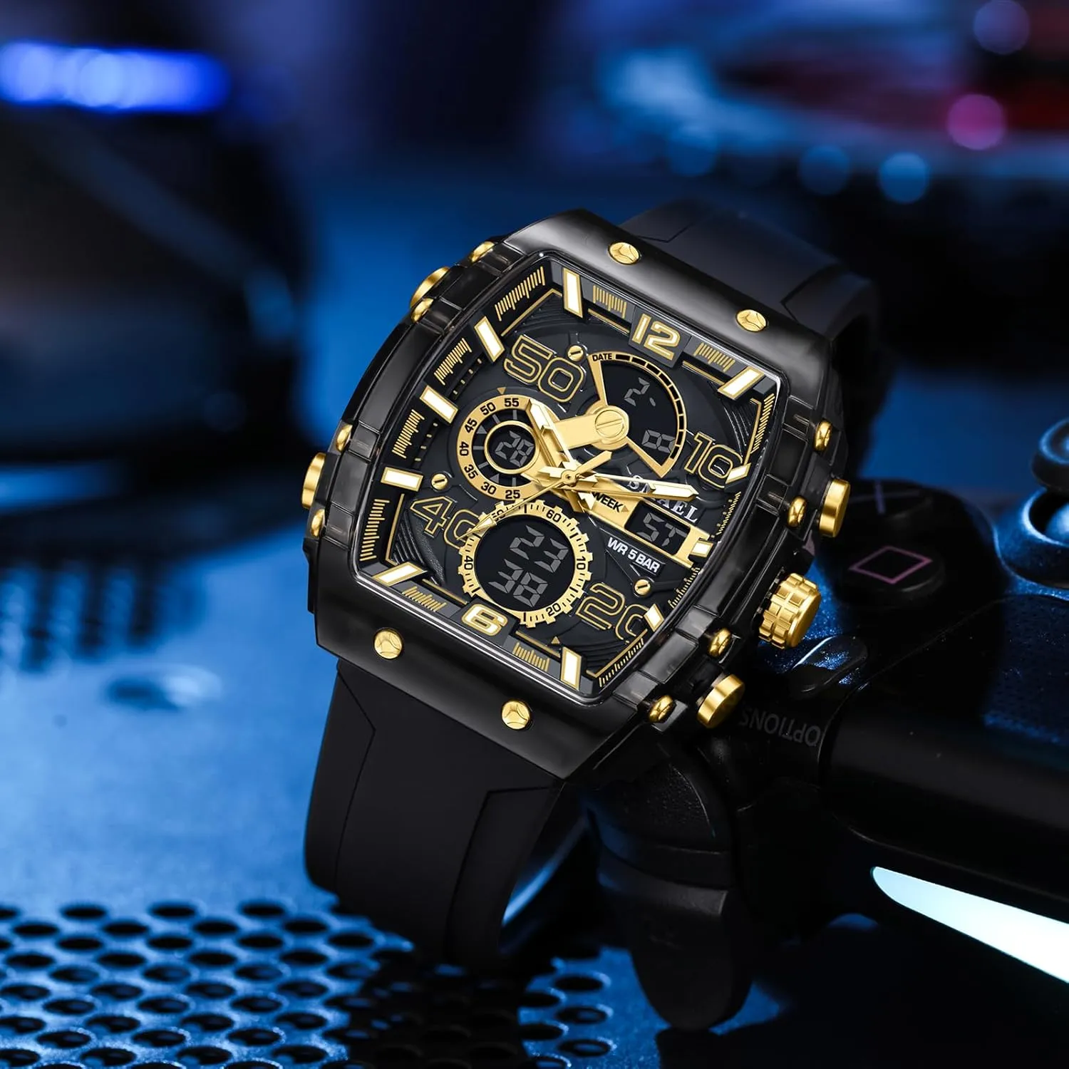 Watch Waterproof Luminous Sport Chronograph Business Dress Watches Silicon Strap for villager Men FANMIS Fashion Mens Tonneau Sport Watches Cool Big Dial 