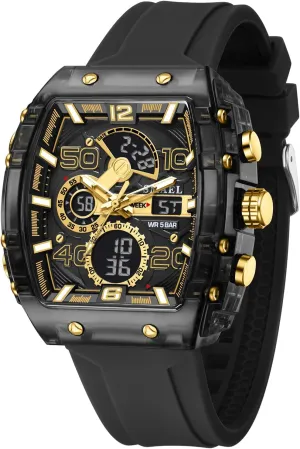 Watch Waterproof Luminous Sport Chronograph Business Dress Watches Silicon Strap for villager Men FANMIS Fashion Mens Tonneau Sport Watches Cool Big Dial 