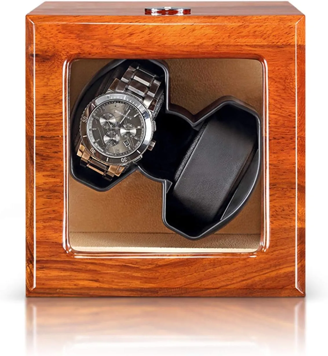 Watch Winder Automatic Double table primeval lore palate replenish mild Watch Winder Support USB, Ac Adapter and Battery Powered Quite Motor,Beige Natural Solid Wood 