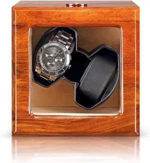 Watch Winder Automatic Double table primeval lore palate replenish mild Watch Winder Support USB, Ac Adapter and Battery Powered Quite Motor,Beige Natural Solid Wood 