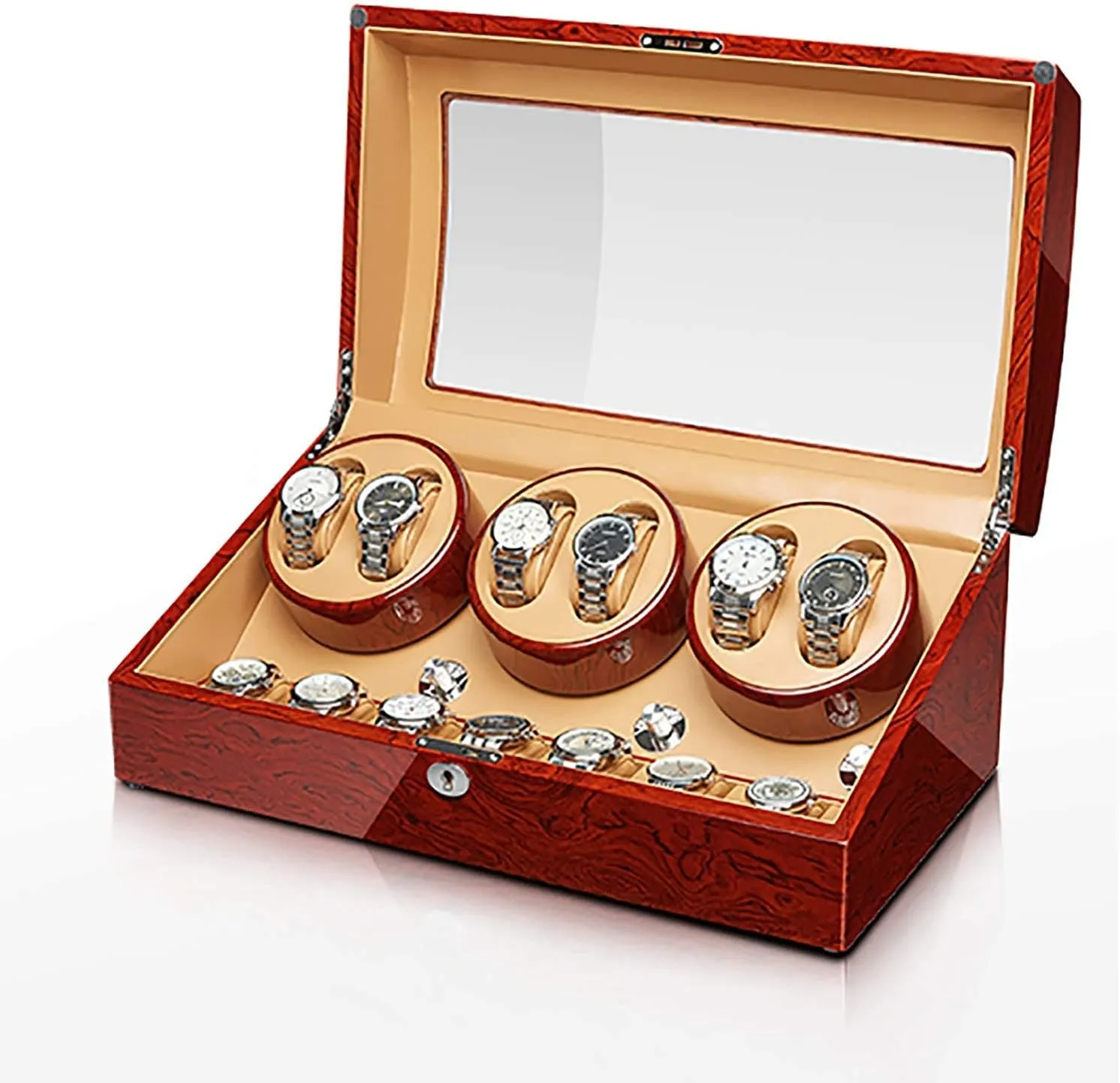Watch Winder Watch Shaker customer frivolous edge diction immaturity single Home Watch Winding Box with Lock Watch Winder Bevel Rosewood Watch geAutomatic Mechanical 