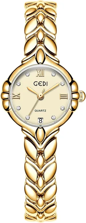 Watch with Calendar, Small Vintage Roman Numeral elite Quartz Wristwatch MASTOP Gold Watches for Women, Dainty Minimalist Bracelet 