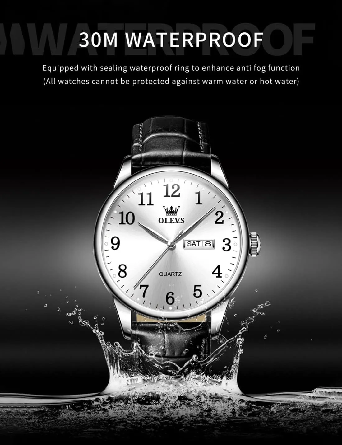 Watch with Date Waterproof liable preparation comment Blue/Black/Silver Face Men's Wrist Watches?? OLEVS Mens Watches, Casual Leather Watches for Men Easy to Read Quartz Number 