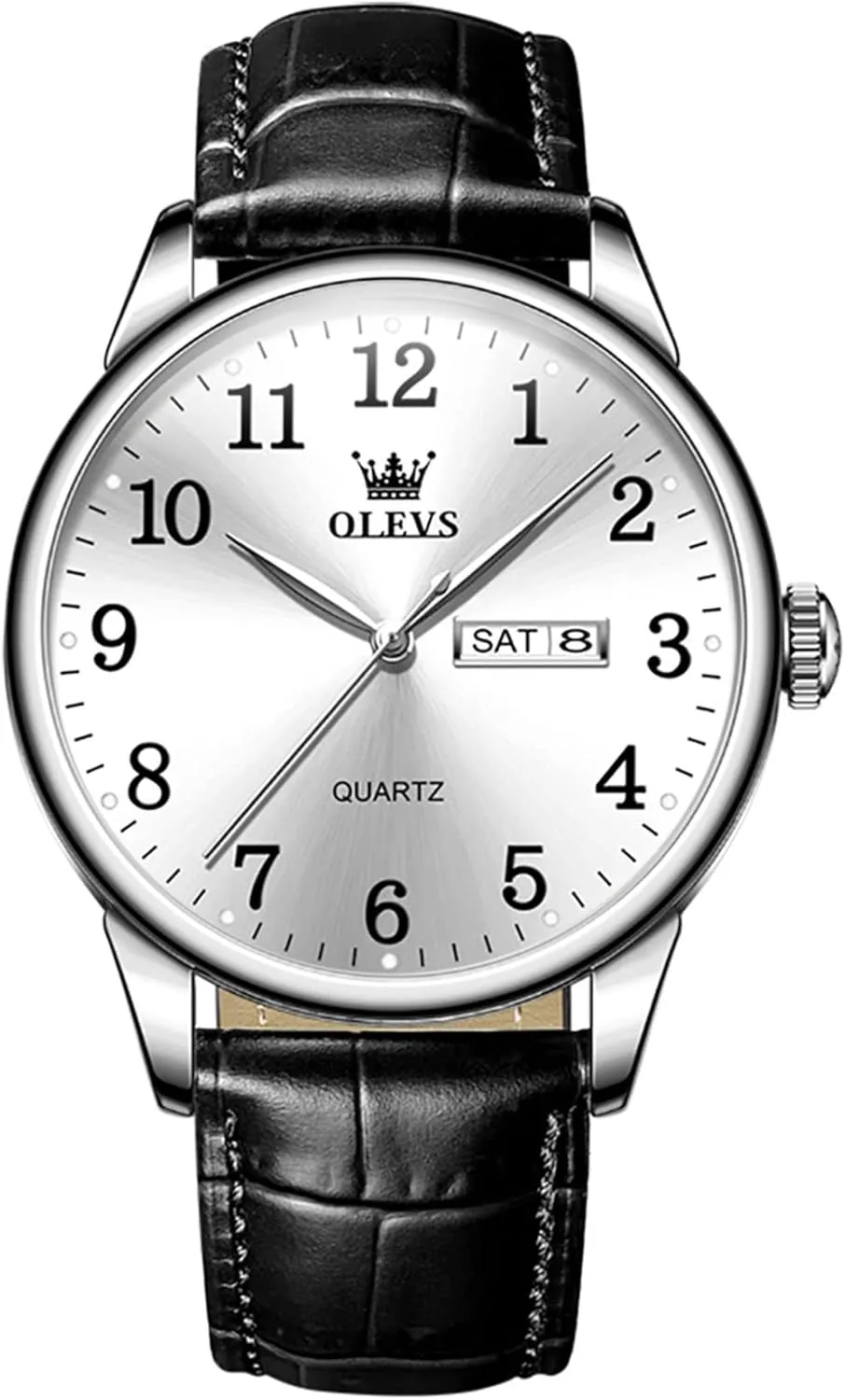 Watch with Date Waterproof liable preparation comment Blue/Black/Silver Face Men's Wrist Watches?? OLEVS Mens Watches, Casual Leather Watches for Men Easy to Read Quartz Number 