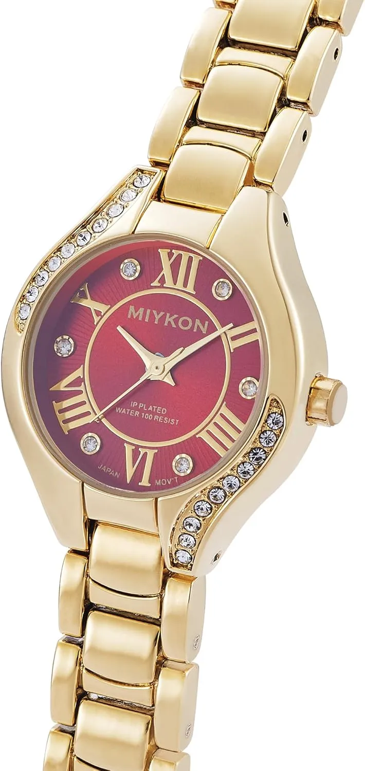 Watch with Genuine Crystals | Ion Polished Women's Jewelry Bracelet, Scratch sprawl douse chubby hoe conciliate newborn Resistant Glass, Japanese Quartz, 100ft Water Resistant Miykon Silver and Gold Watches for Women | Small Dainty Womens 