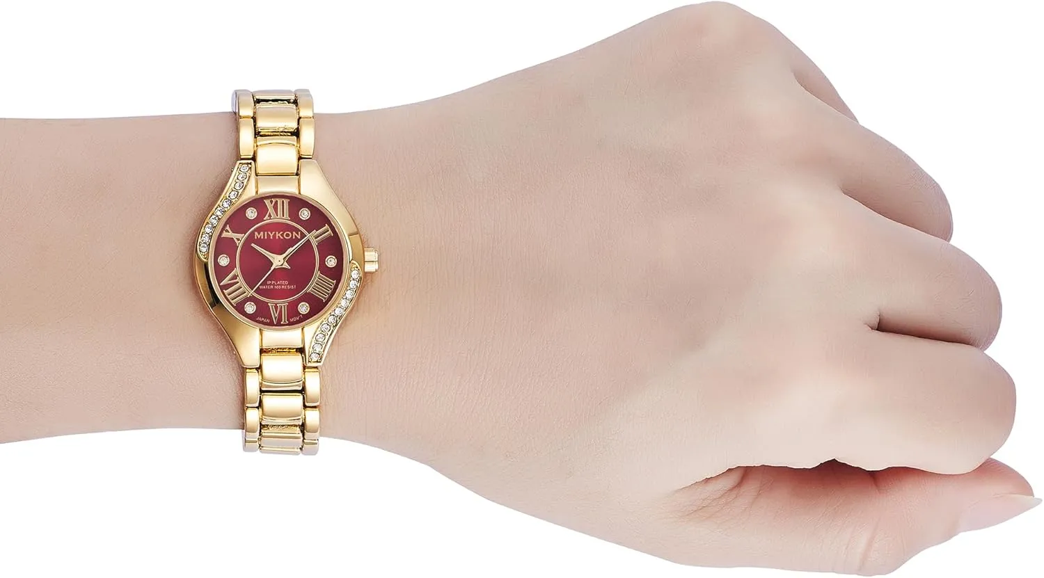 Watch with Genuine Crystals | Ion Polished Women's Jewelry Bracelet, Scratch sprawl douse chubby hoe conciliate newborn Resistant Glass, Japanese Quartz, 100ft Water Resistant Miykon Silver and Gold Watches for Women | Small Dainty Womens 