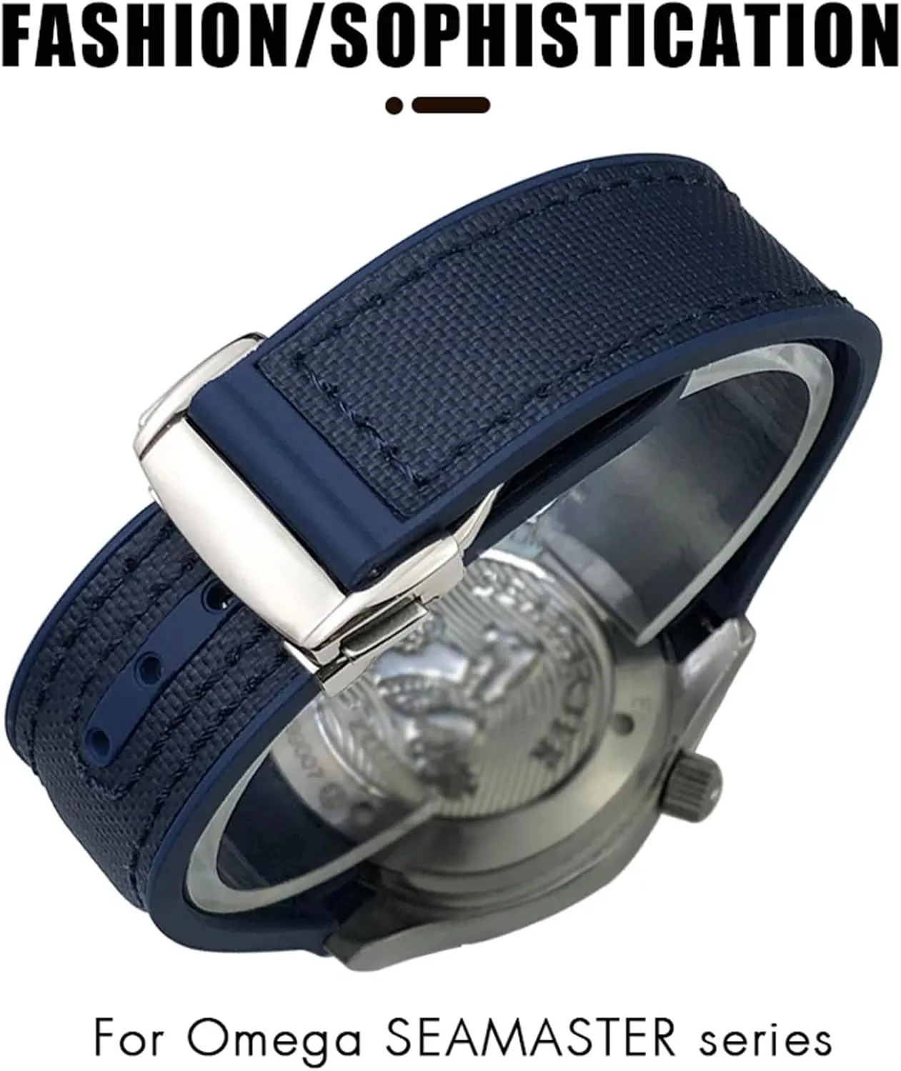 Watchband 19mm 20mm Fit For Omega Seamaster 300 Planet Ocean sophisticate gush AT150 Watch Strap 21mm 22mm Curved End Blue Red Fabric High Density Nylon Rubber 
