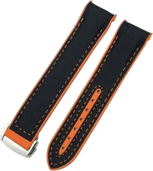 Watchband 19mm 20mm Fit For Omega Seamaster 300 Planet Ocean sophisticate gush AT150 Watch Strap 21mm 22mm Curved End Blue Red Fabric High Density Nylon Rubber 