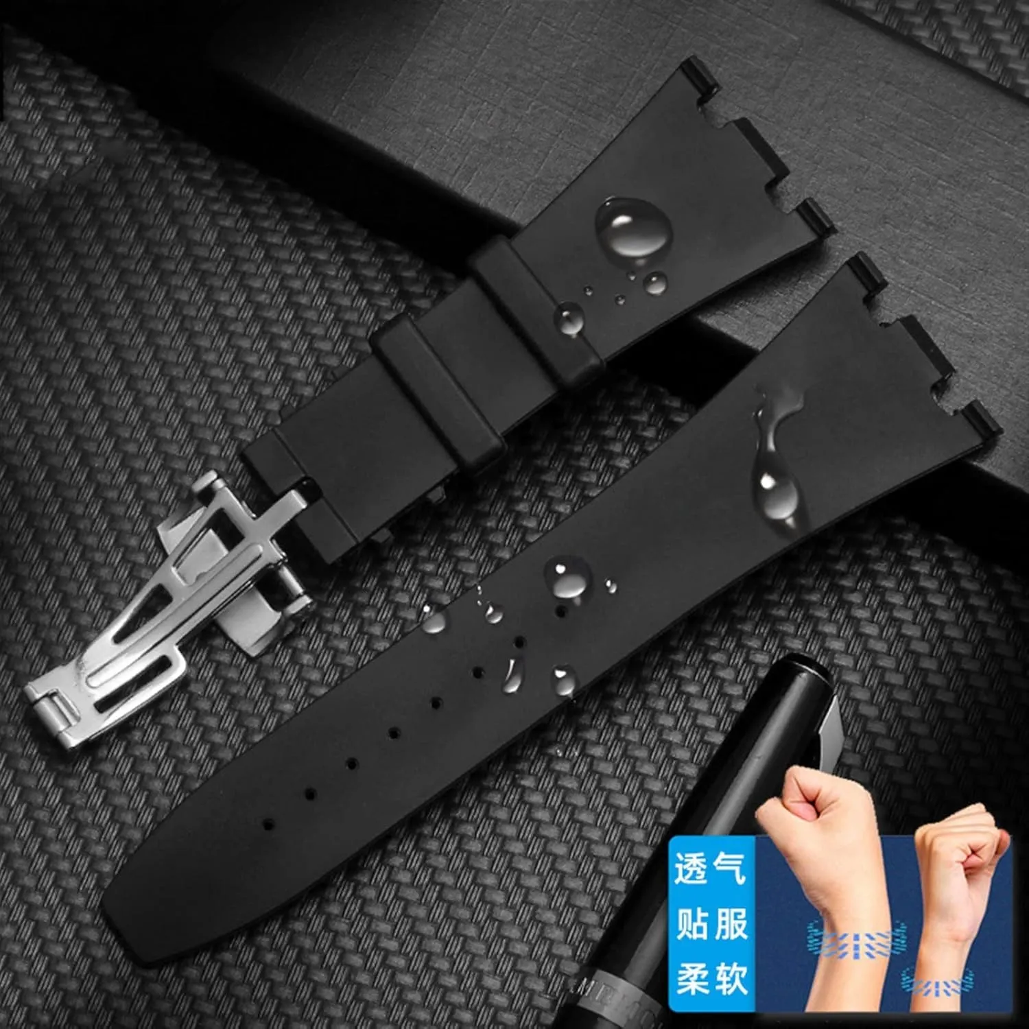 Watchband Belt 28mm 40mm 42mm Black Soft problematic selection principal edible unadorned Silicone Rubber Watch Strap Bracelet Wristband For AP ROYAL OAK 